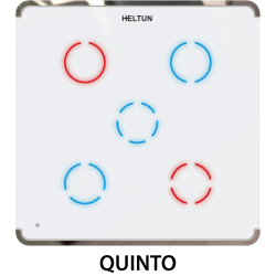 HE-TPS05-WW Touch Panel Switch, Z-Wave Plus v2 700-serien, 5 knapper, 2x indgange, 5x 5A udgange